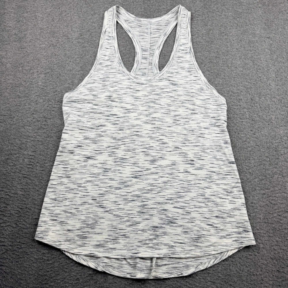 Lululemon Women's Space Dye Racerback Tank Top Gray White Split Back Hem Size 6
